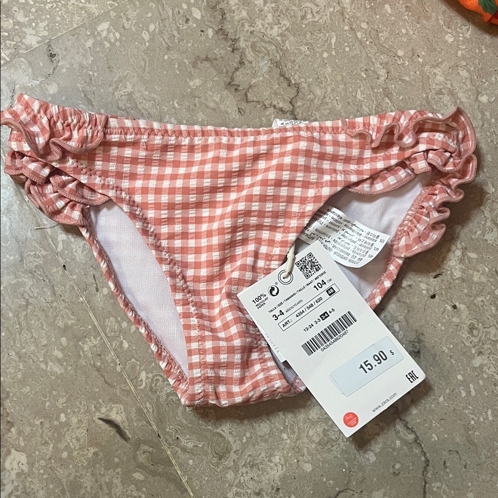 Zara Pink Checkered Kids' Swimwear